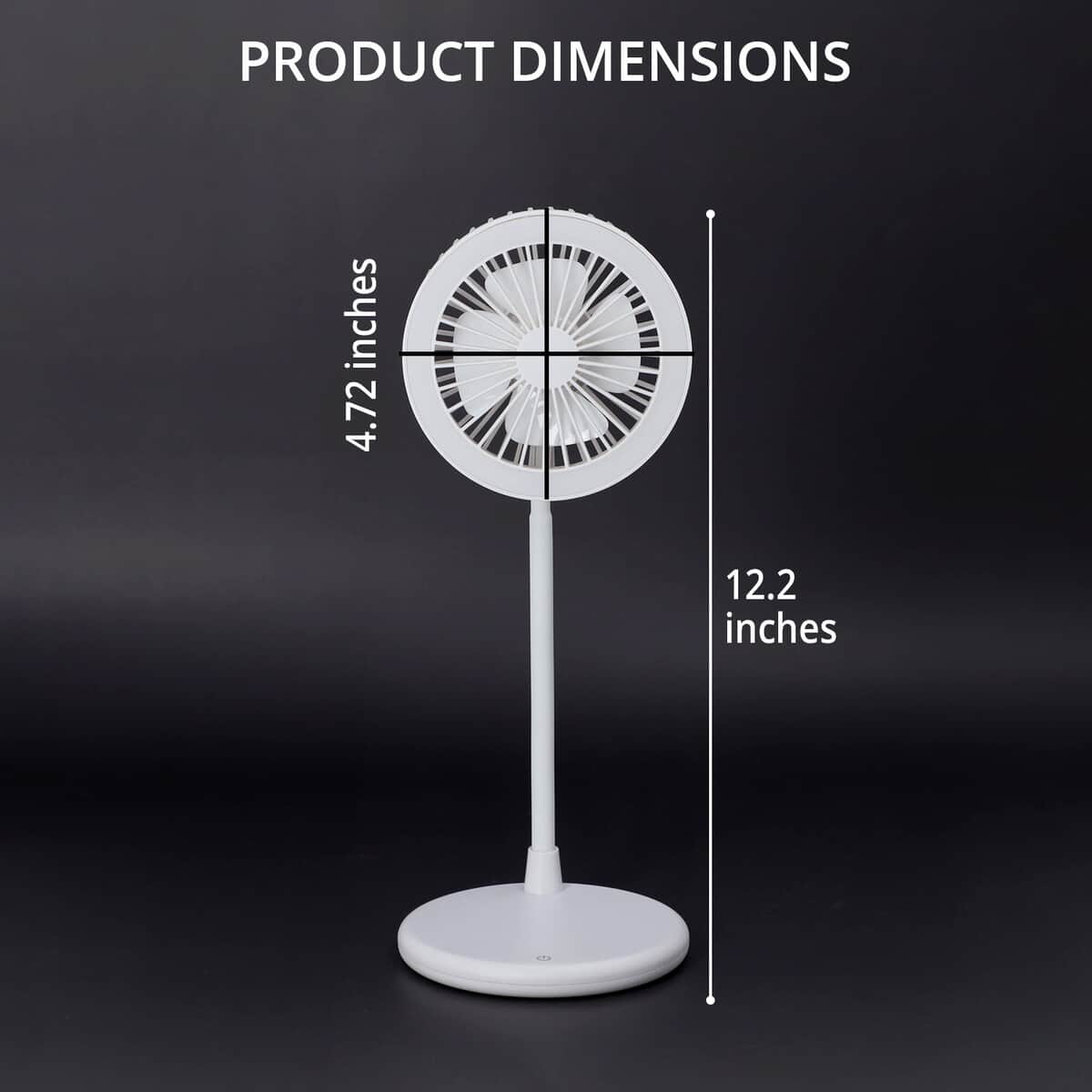 USB Desk Fan With LED Light & 3 Speed Option , Portable Rechargeable and Foldable Desk Fan , Noise Free Fan - White (5V/1A 2W) image number 3