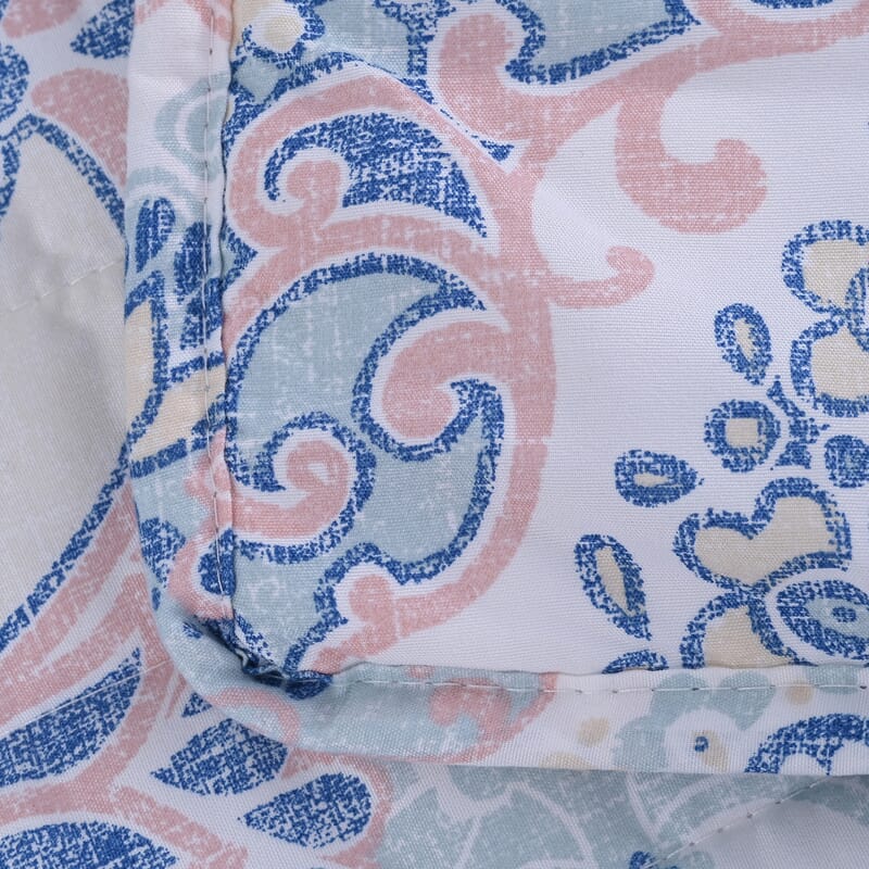 Homesmart Light Blue and Pink Flower Printed 6pcs Quilt Set - King (100% Microfiber)
