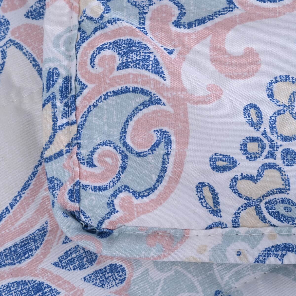 Homesmart Light Blue and Pink Flower Printed 6pcs Quilt Set - King (100% Microfiber) image number 3