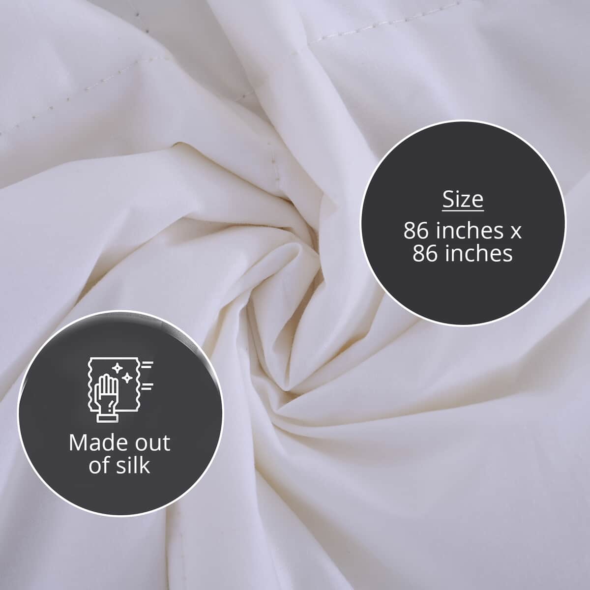 Symphony Home White Solid 100% Silk-Filled Duvet (86x86) image number 2