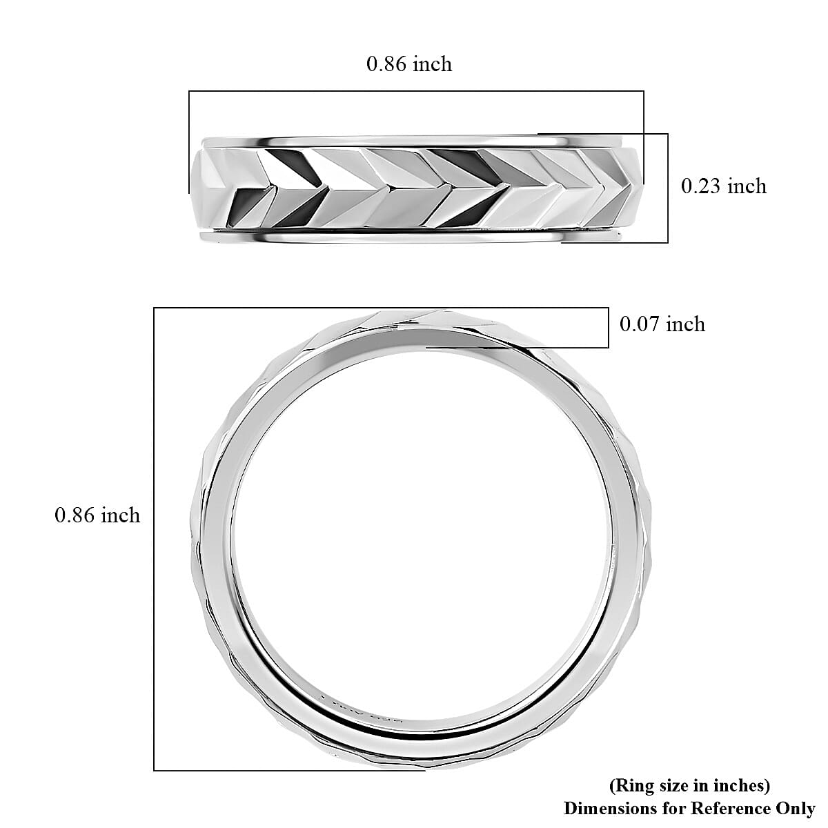 Platinum Over Sterling Silver Spinner Band Ring, Fidget Rings for Anxiety, Stress Relieving Anxiety Ring, Wedding Band, Promise Rings 3.75 g (Size 10.0) image number 5