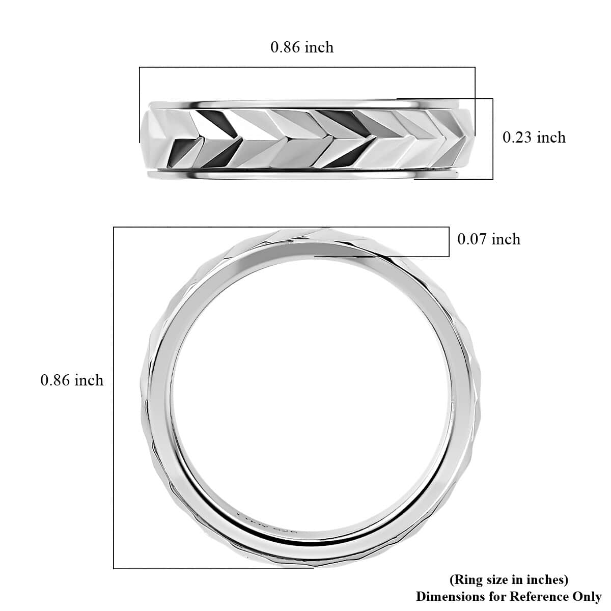 Spinner Band Ring in Platinum Over Sterling Silver, Fidget Rings for Anxiety, Stress Relieving Anxiety Ring, Wedding Band, Promise Rings 3.75 g (Size 5.0) image number 5