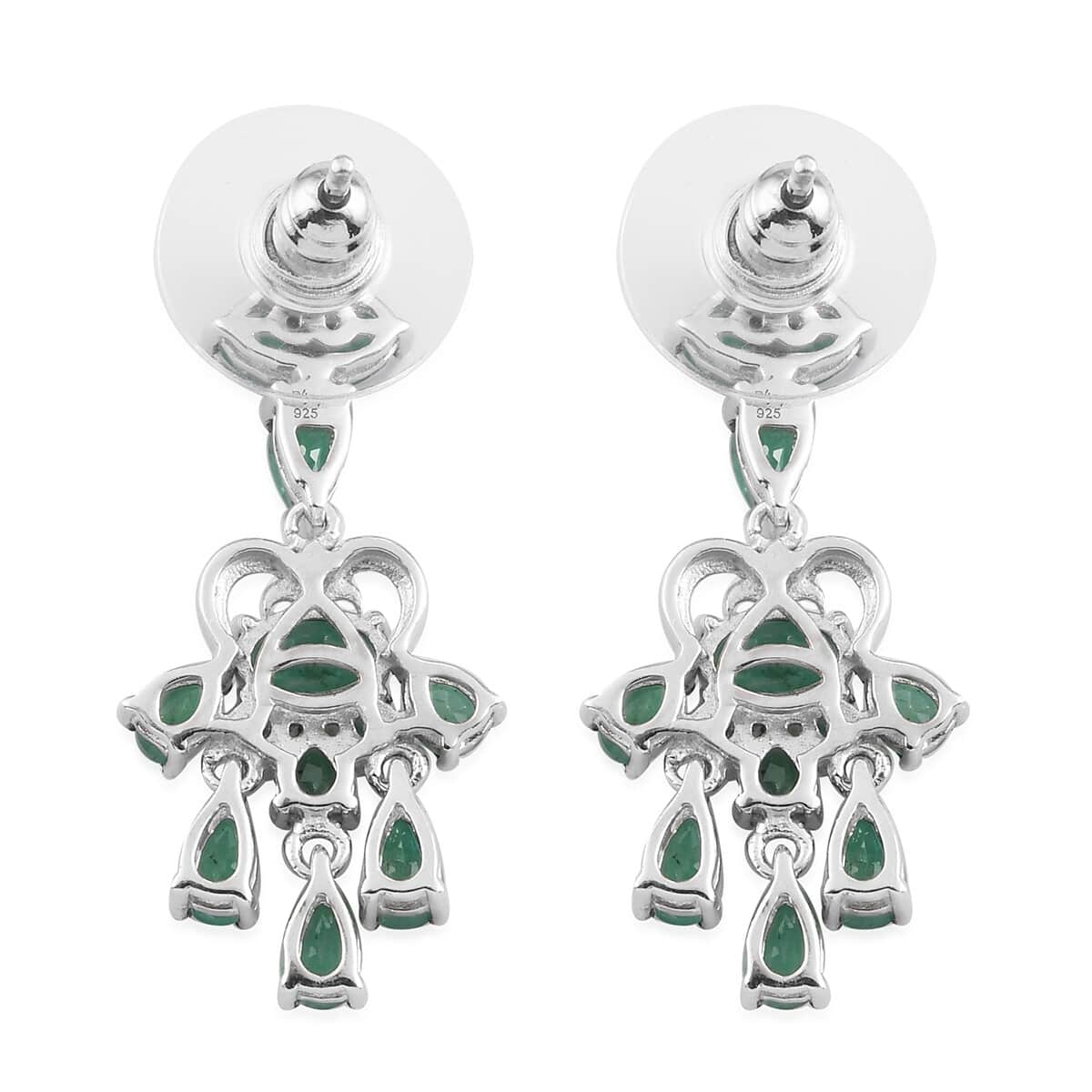 Kagem Zambian Emerald Dangling Earrings in Platinum Over Sterling Silver 3.35 ctw image number 3