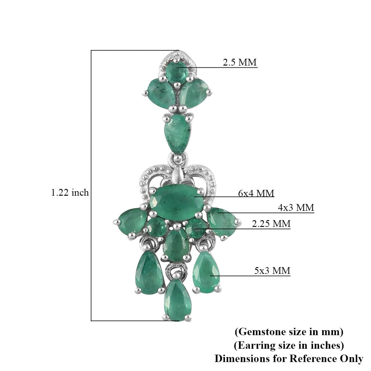 Kagem Zambian Emerald Dangling Earrings in Platinum Over Sterling Silver 3.35 ctw image number 4