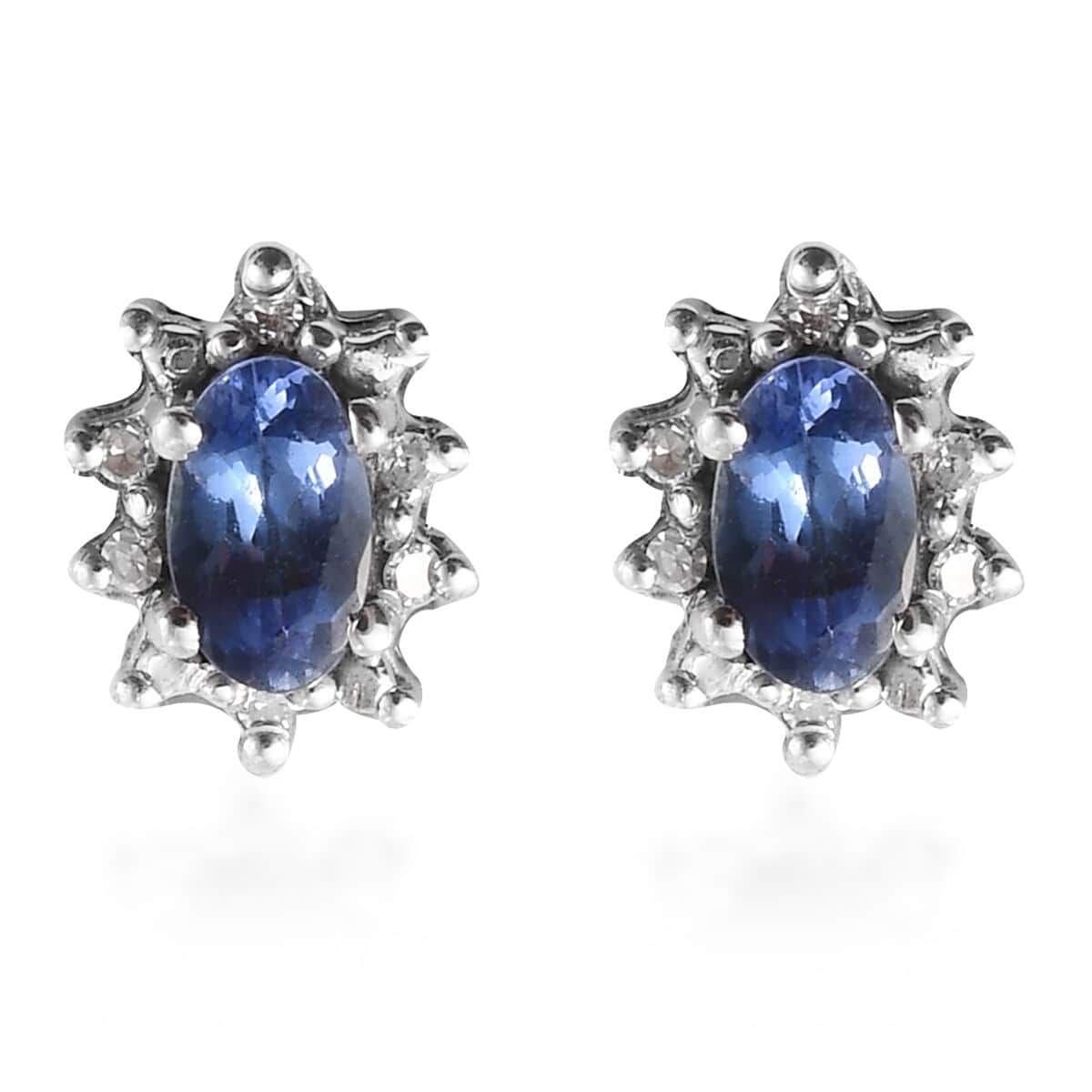 Tanzanite and Diamond Earrings in Platinum Over Sterling Silver 0.50 ctw image number 0