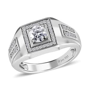 Moissanite Men's Ring in Platinum Over Sterling Silver (Size 10.0) 1.25 ctw