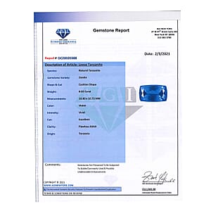 Certified & Appraised AAAA Vivid Tanzanite (Cush Free Size) Approx 8.00 ctw