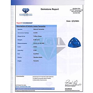 Certified AAAA VIVID Tanzanite (Trl Free Size) Approx 8.00 ctw | Loose Gem | Loose Gemstones | Loose Stones | Jewelry Stones