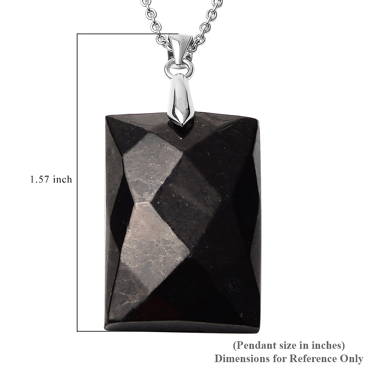 40.50 ctw Shungite Faceted Pendant Necklace 18 Inch in Rhodium Over Sterling Silver image number 4