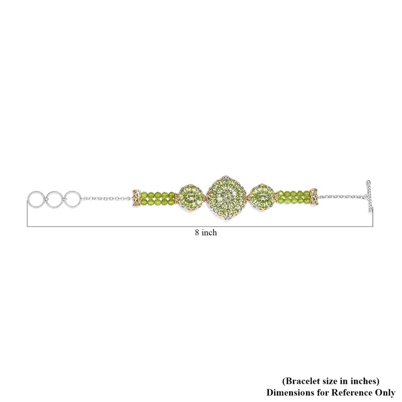 Arizona Peridot and Peridot Beaded Cocktail Bracelet in Vermeil YG and Platinum Over Sterling Silver (7.25 In) 15.50 ctw