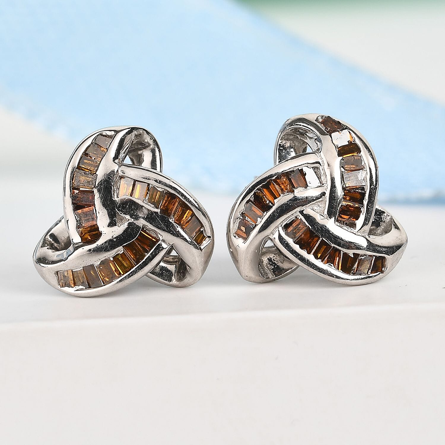 Red Diamond 0.24 ctw Earring in Platinum Over Sterling Silver