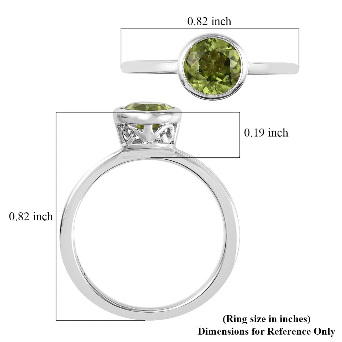 Peridot Solitaire Ring in Platinum Over Sterling Silver (Size 7.0) 0.90 ctw image number 5