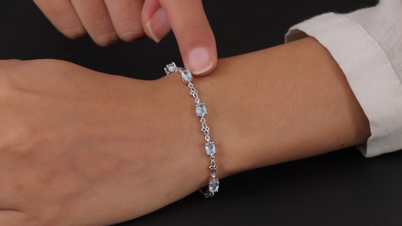 2.00 ctw Espirito Santo Aquamarine Bracelet in Platinum Over Sterling Silver (10.50 In)