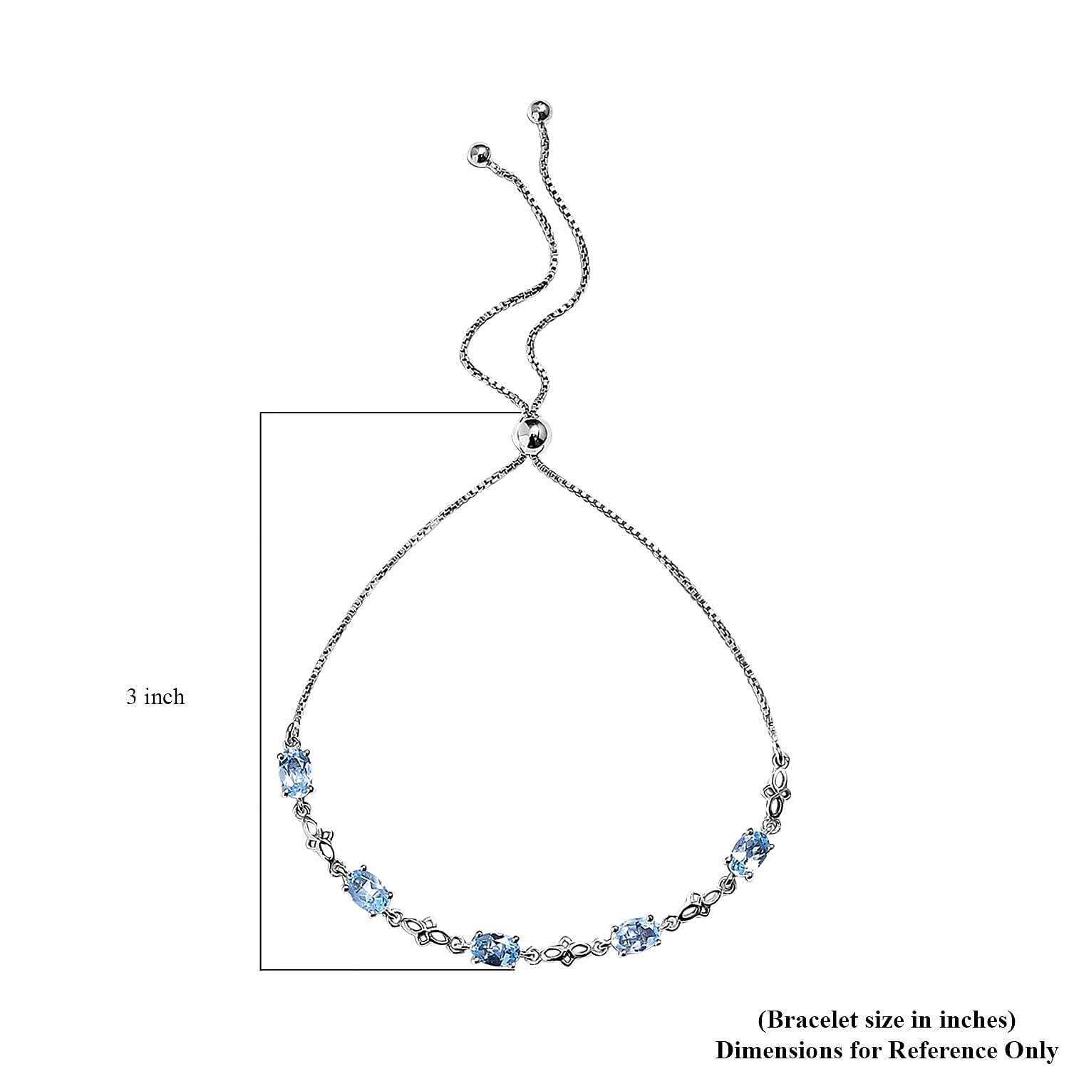 D'Joy Mangoro Aquamarine Bolo Bracelet in Platinum Over Sterling Silver 2.00 ctw