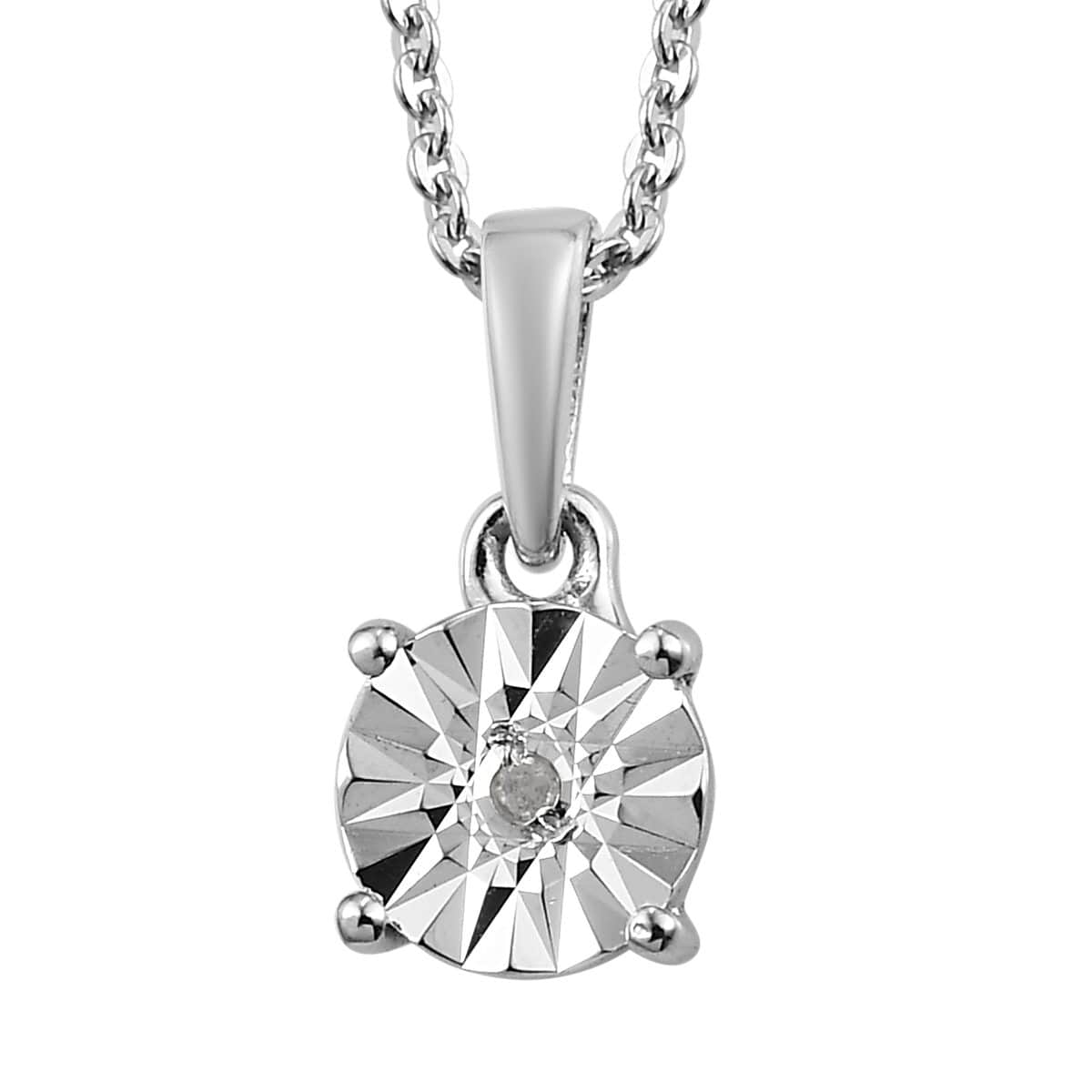 Diamond Accent Solitaire Pendant Necklace 20 Inches in Platinum Over Sterling Silver image number 0