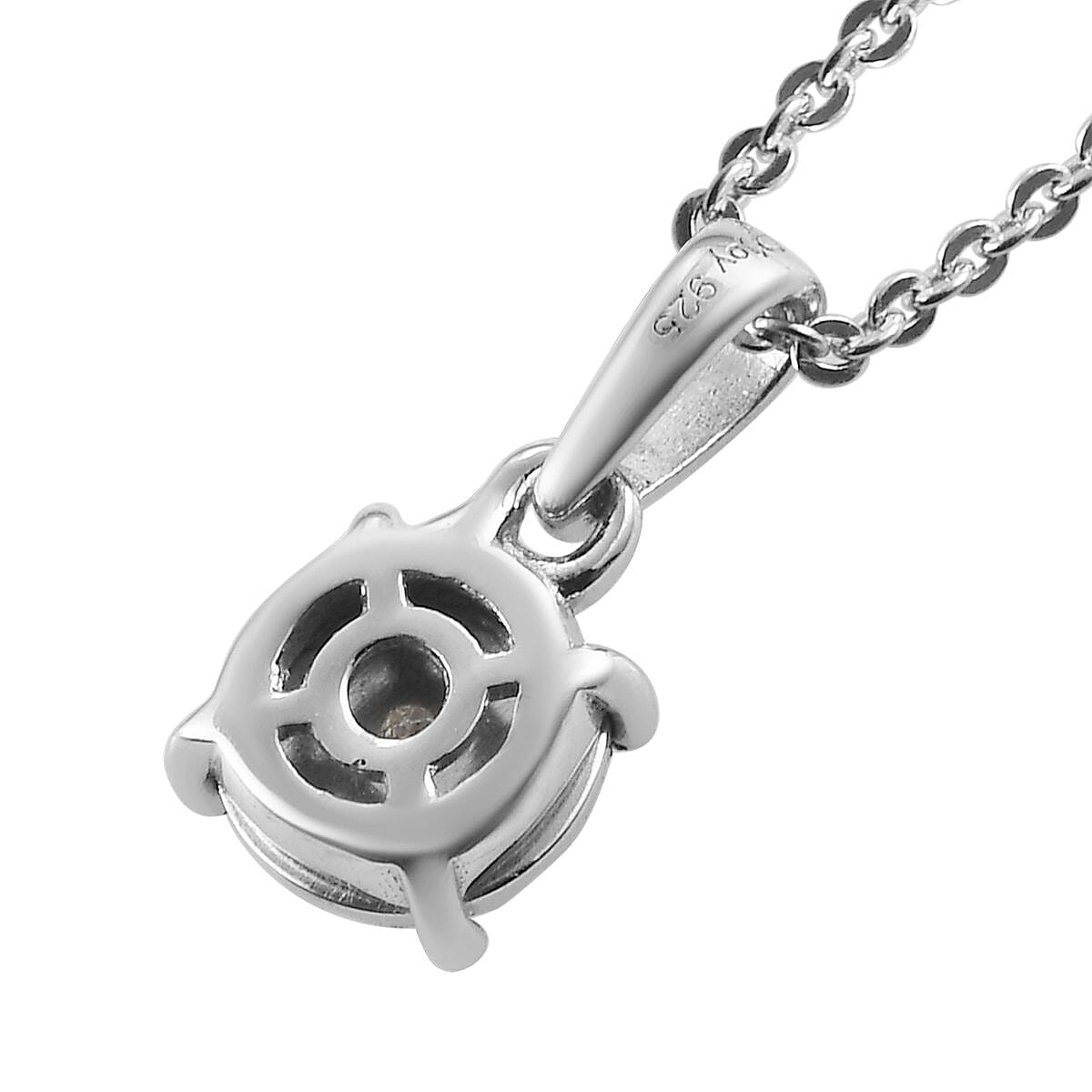 Diamond Accent Solitaire Pendant Necklace 20 Inches in Platinum Over Sterling Silver