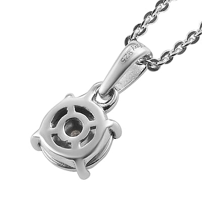 Diamond Accent Solitaire Pendant Necklace 20 Inches in Platinum Over Sterling Silver
