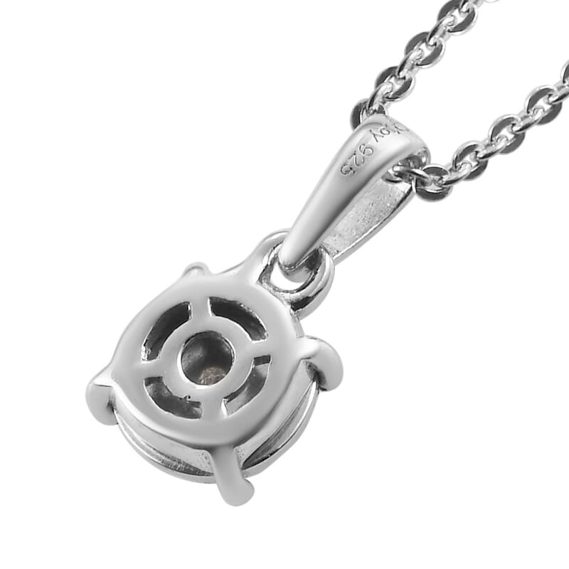 Diamond Accent Solitaire Pendant Necklace 20 Inches in Platinum Over Sterling Silver