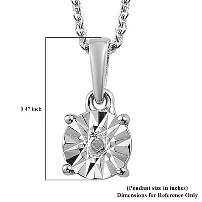 Diamond Accent Solitaire Pendant Necklace 20 Inches in Platinum Over Sterling Silver