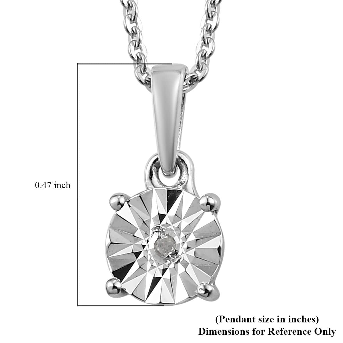 Diamond Accent Solitaire Pendant Necklace 20 Inches in Platinum Over Sterling Silver image number 6