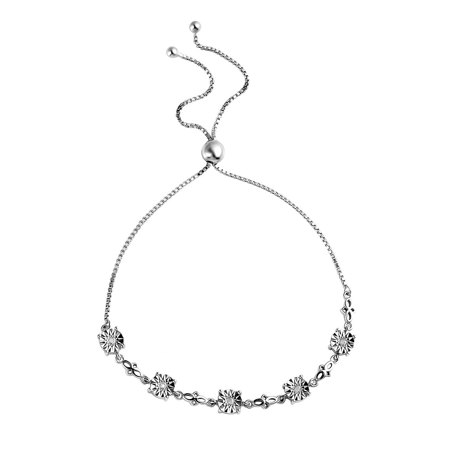 D'Joy Diamond Accent Bolo Bracelet in Platinum Over Sterling Silver (10.50 In)