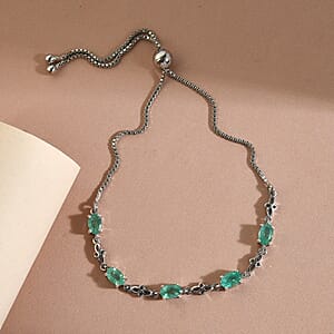 Brazilian Emerald Bolo Bracelet in Platinum Over Sterling Silver 2.30 ctw