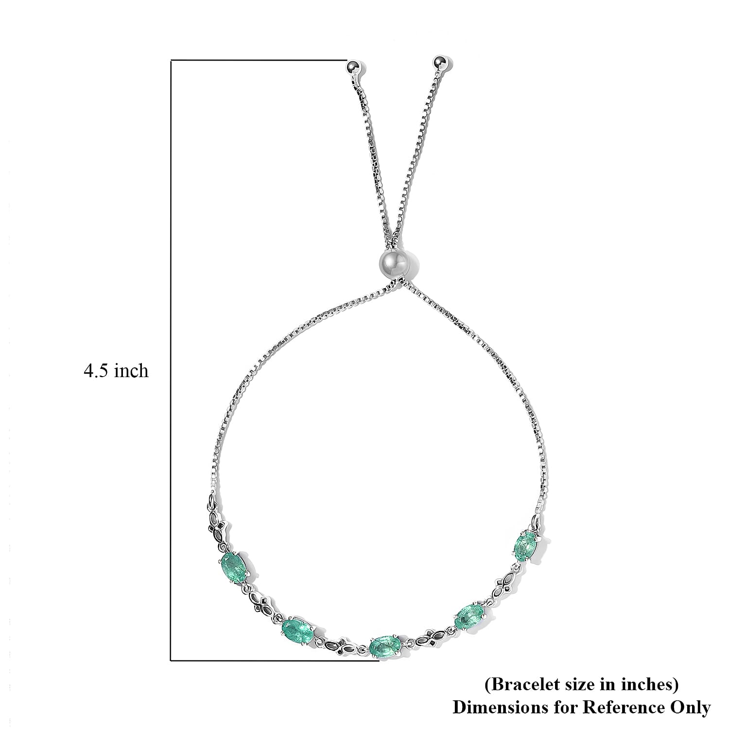 Brazilian Emerald Bolo Bracelet in Platinum Over Sterling Silver 2.30 ctw