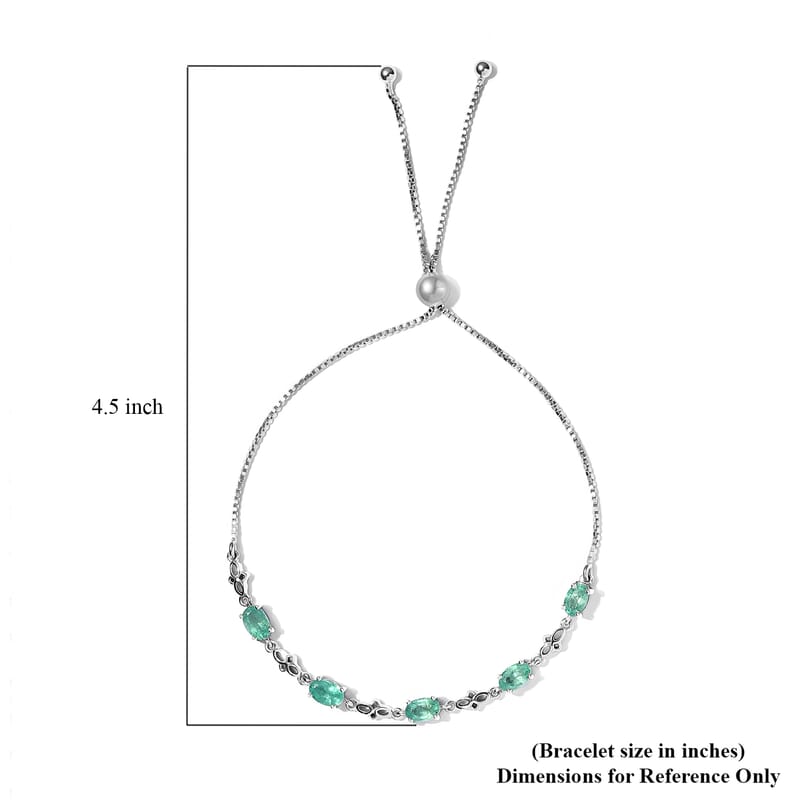 Brazilian Emerald Bolo Bracelet in Platinum Over Sterling Silver 2.30 ctw