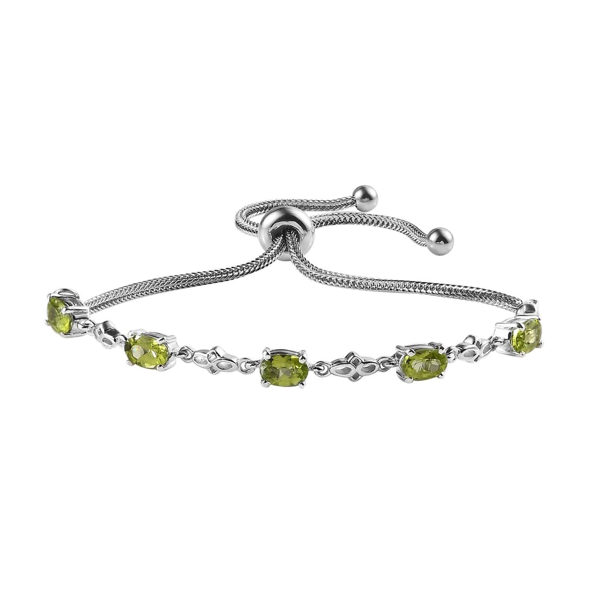 Peridot Bolo Bracelet in Platinum Over Sterling Silver 2.50 ctw image number 0