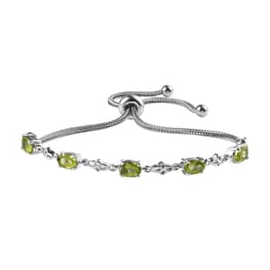 Peridot Bolo Bracelet in Platinum Over Sterling Silver 2.50 ctw