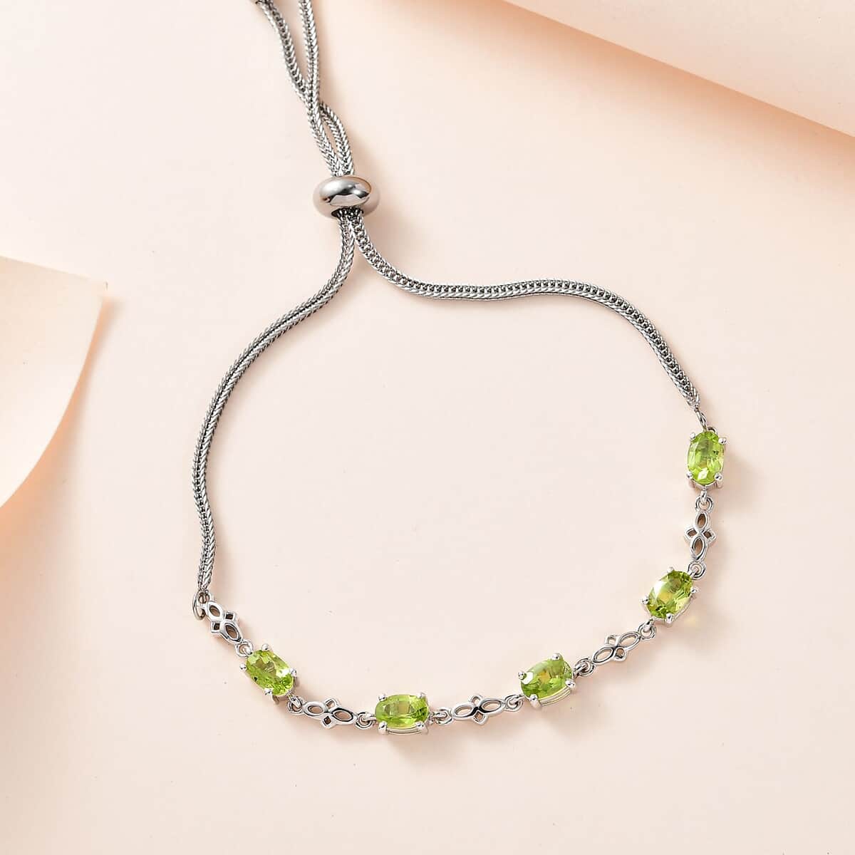 Peridot Bolo Bracelet in Platinum Over Sterling Silver 2.50 ctw image number 1