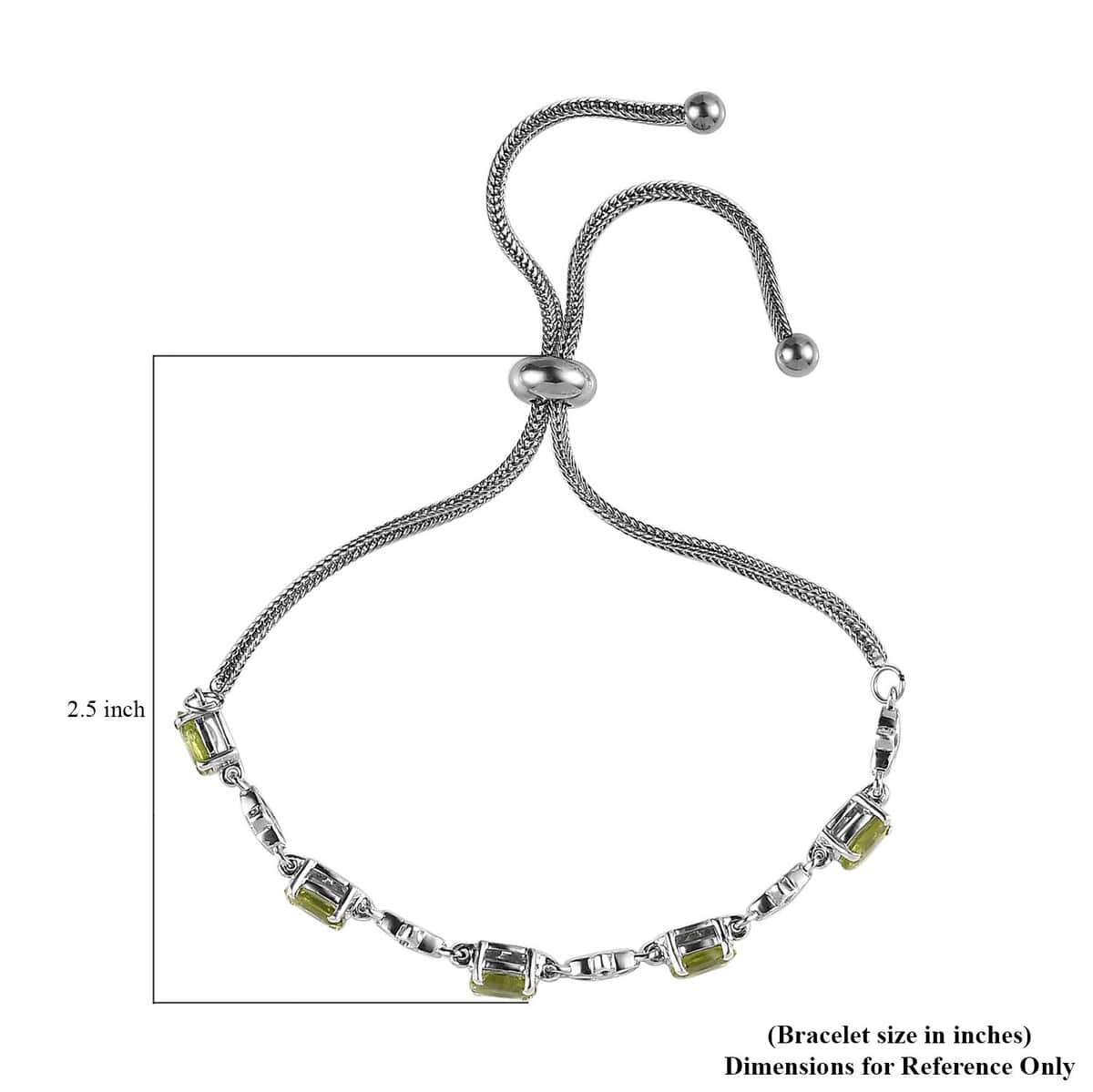 Peridot Bolo Bracelet in Platinum Over Sterling Silver 2.50 ctw image number 3
