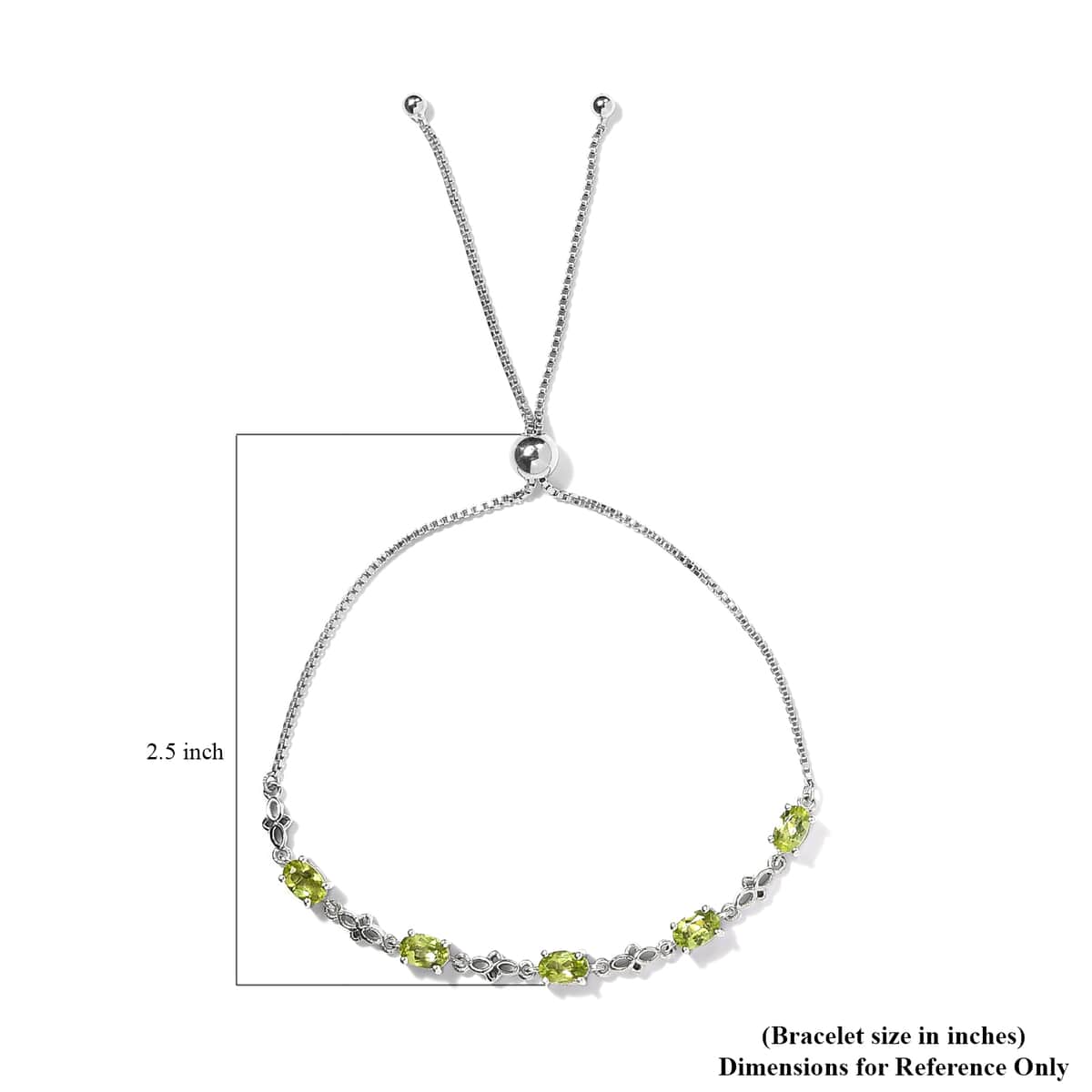 Peridot Bolo Bracelet in Platinum Over Sterling Silver 2.50 ctw image number 4