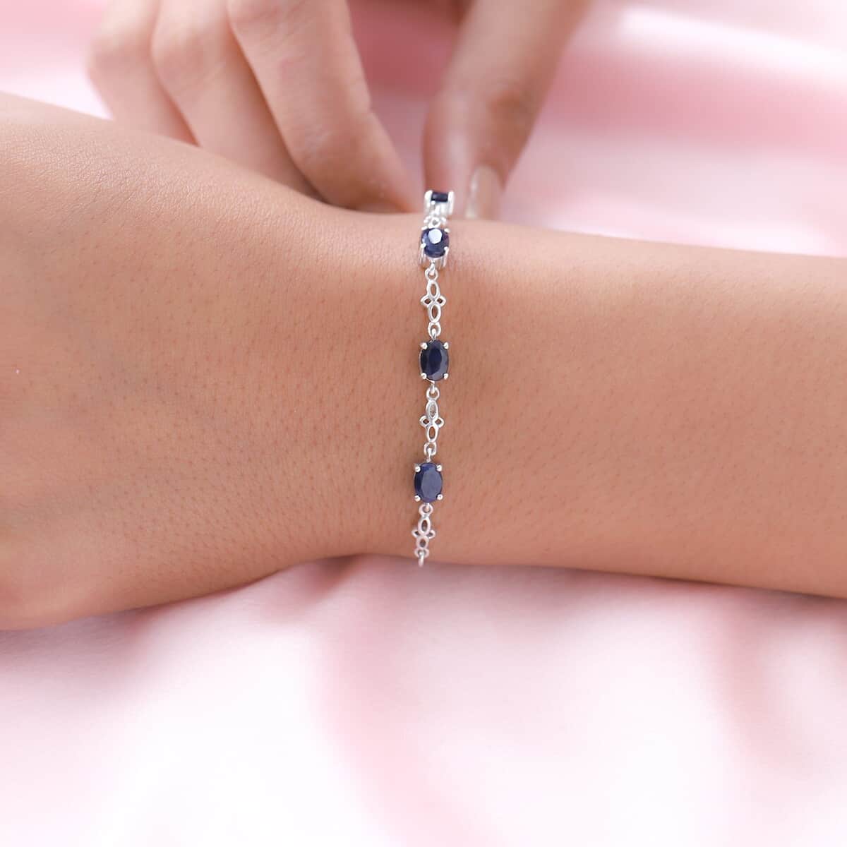 Madagascar Blue Sapphire Bolo Bracelet in Platinum Over Sterling Silver 2.85 ctw image number 1