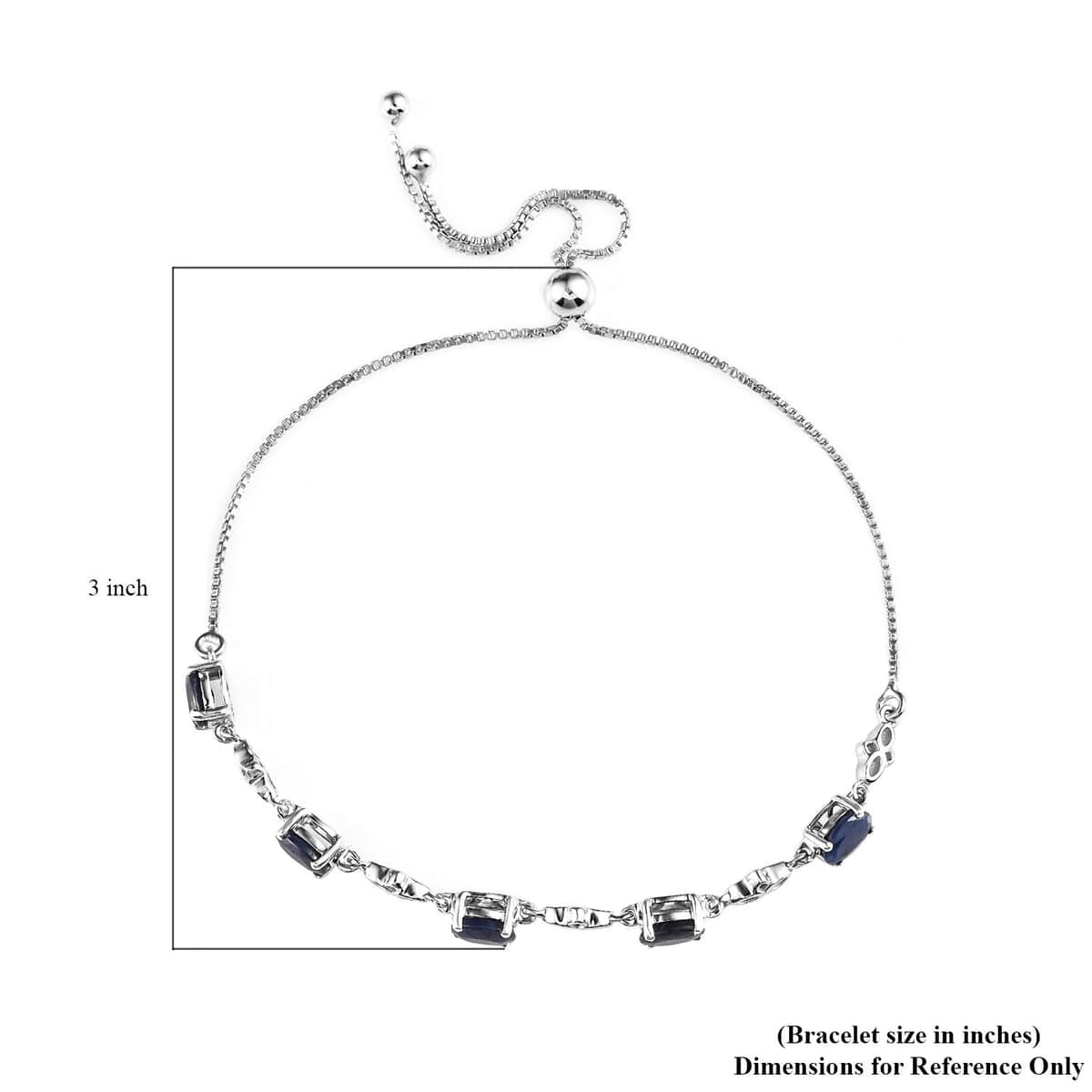 Madagascar Blue Sapphire Bolo Bracelet in Platinum Over Sterling Silver 2.85 ctw image number 6