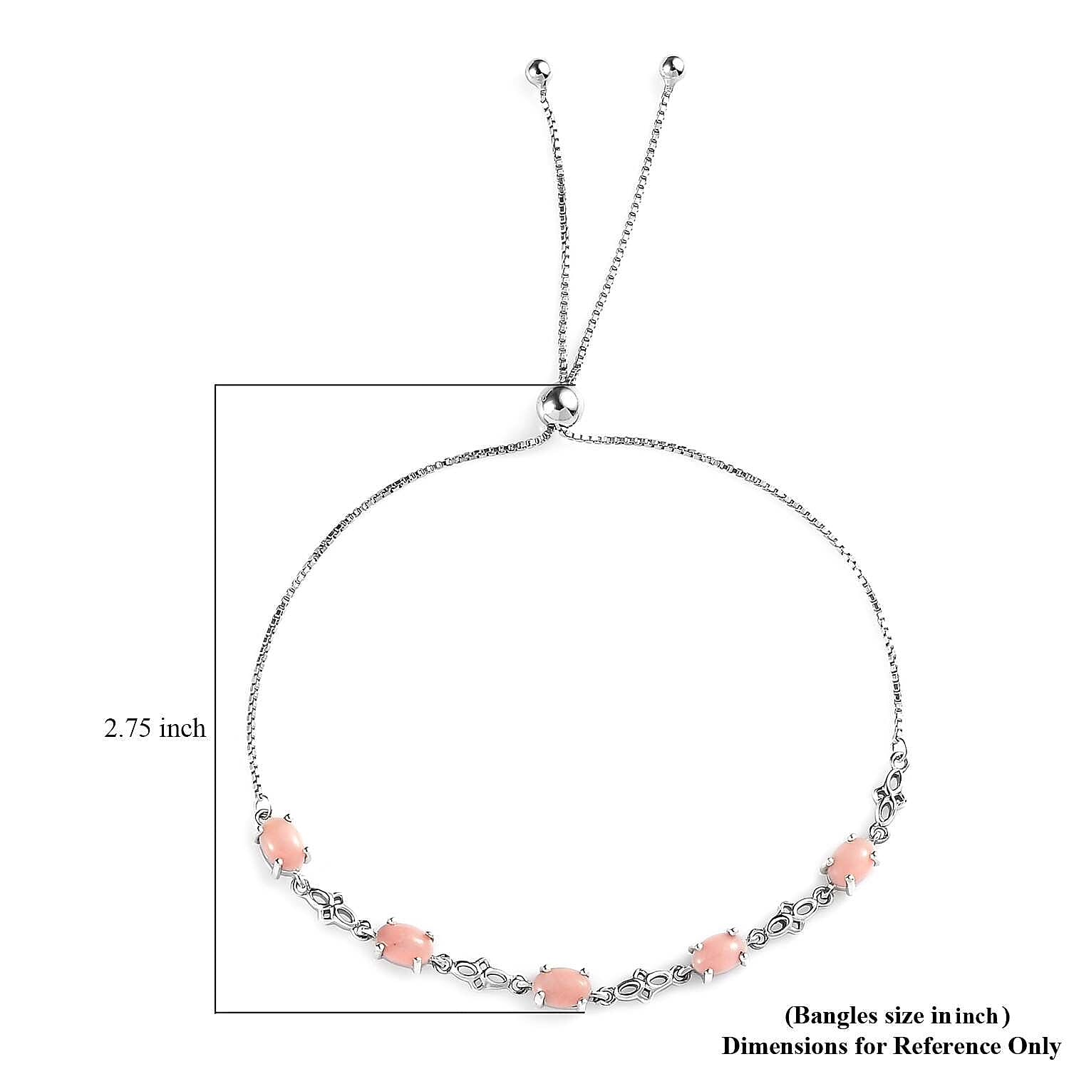 D'Joy Oregon Peach Opal 1.85 ctw Bolo Bracelet in Platinum Over Sterling Silver