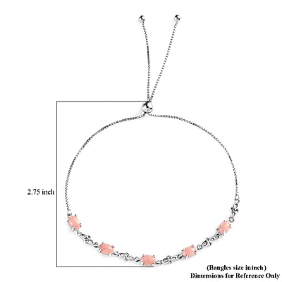 D'Joy Oregon Peach Opal 1.85 ctw Bolo Bracelet in Platinum Over Sterling Silver