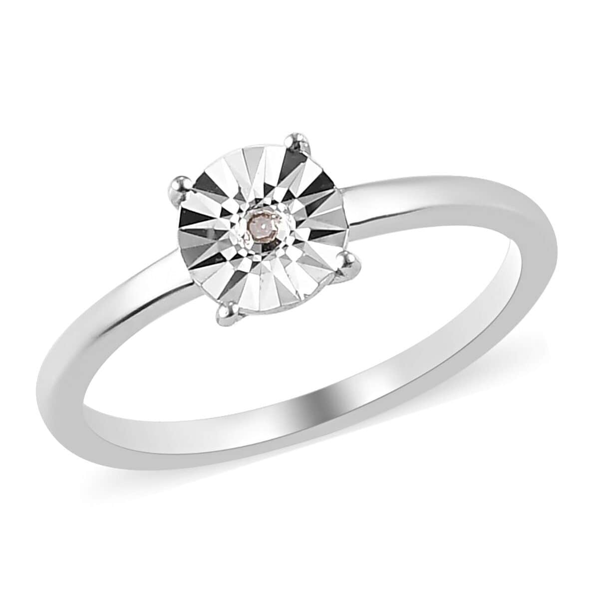 Diamond Accent Solitaire Ring in Platinum Over Sterling Silver (Size 6.0) image number 0