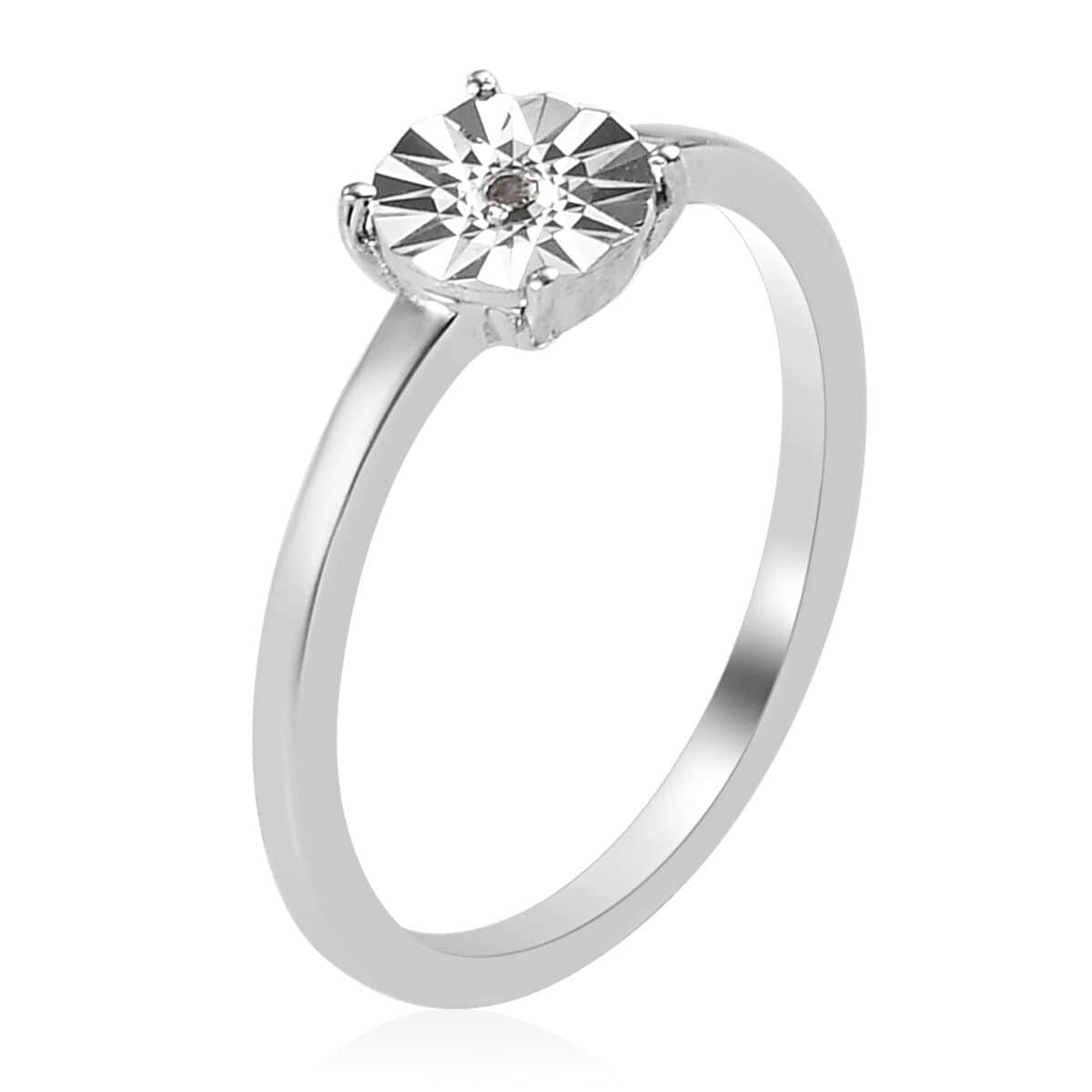 Diamond Accent Solitaire Ring in Platinum Over Sterling Silver (Size 6.0) image number 3