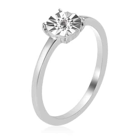 Diamond Accent Solitaire Ring in Platinum Over Sterling Silver (Size 9.0) image number 3