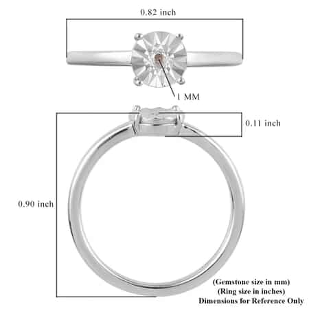 Diamond Accent Solitaire Ring in Platinum Over Sterling Silver (Size 9.0) image number 5