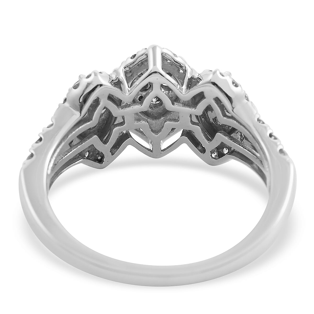 10K White Gold White G-H I3 Natts Diamond Ring (Size 7.0) 3.55 Grams 0.90 ctw image number 3