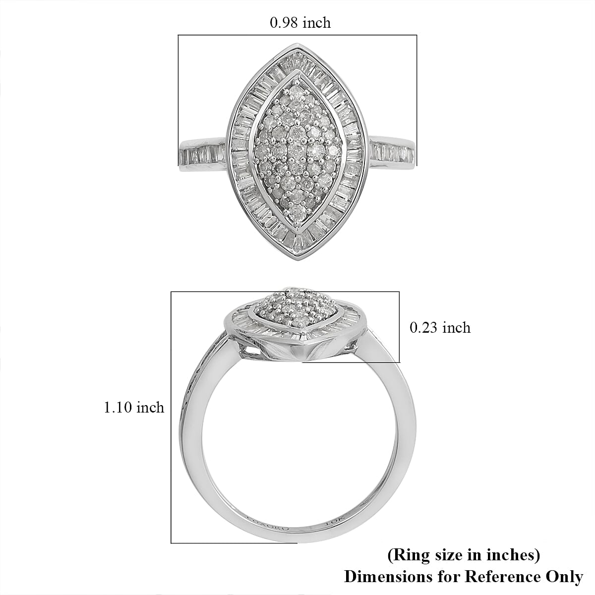 10K White Gold G-H I3 Diamond Ring (Size 7.0) 1.10 ctw image number 4