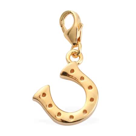 Vermeil Yellow Gold Over Sterling Silver Good Luck Horseshoe Charm 1.95 Grams image number 0