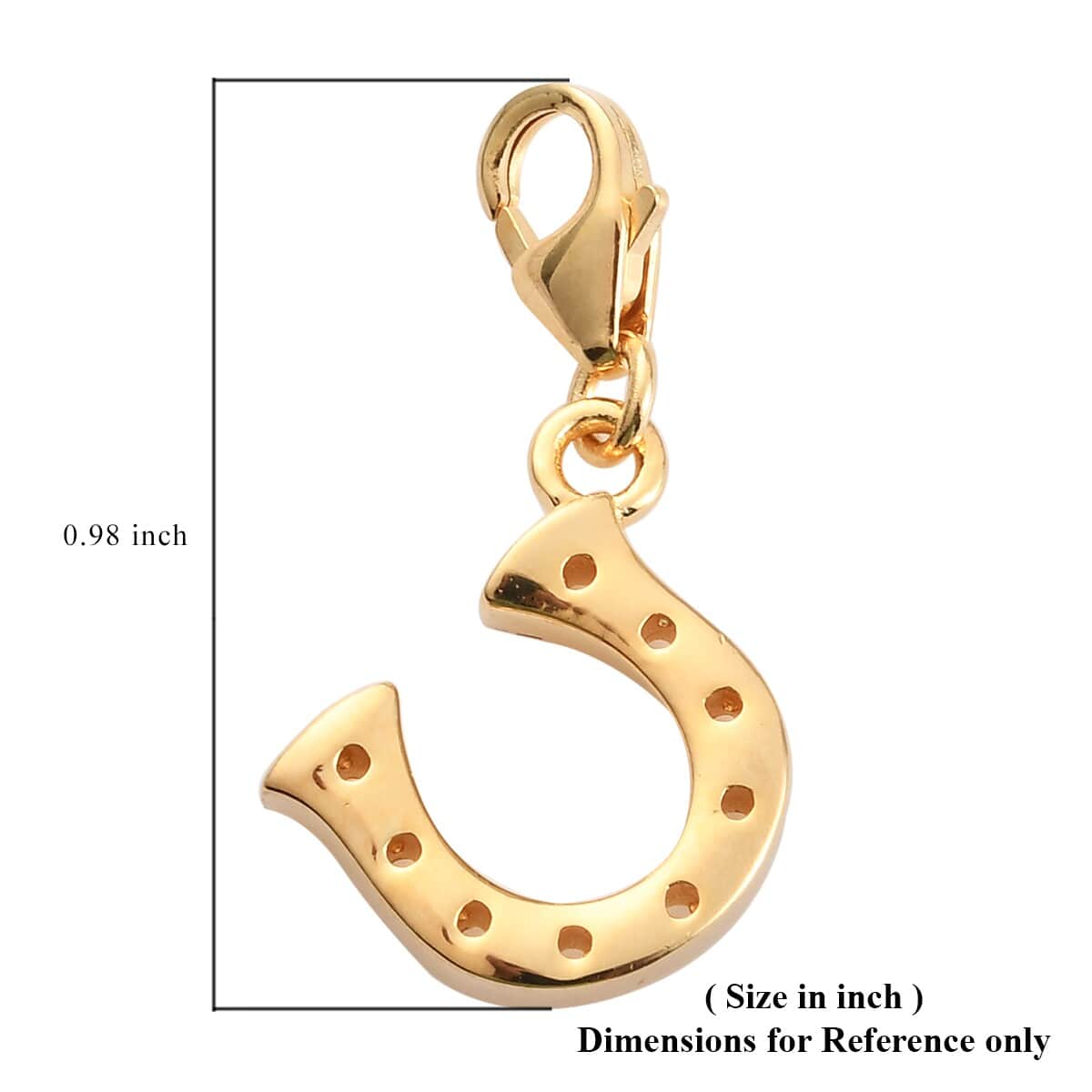 Vermeil Yellow Gold Over Sterling Silver Good Luck Horseshoe Charm 1.95 Grams image number 2