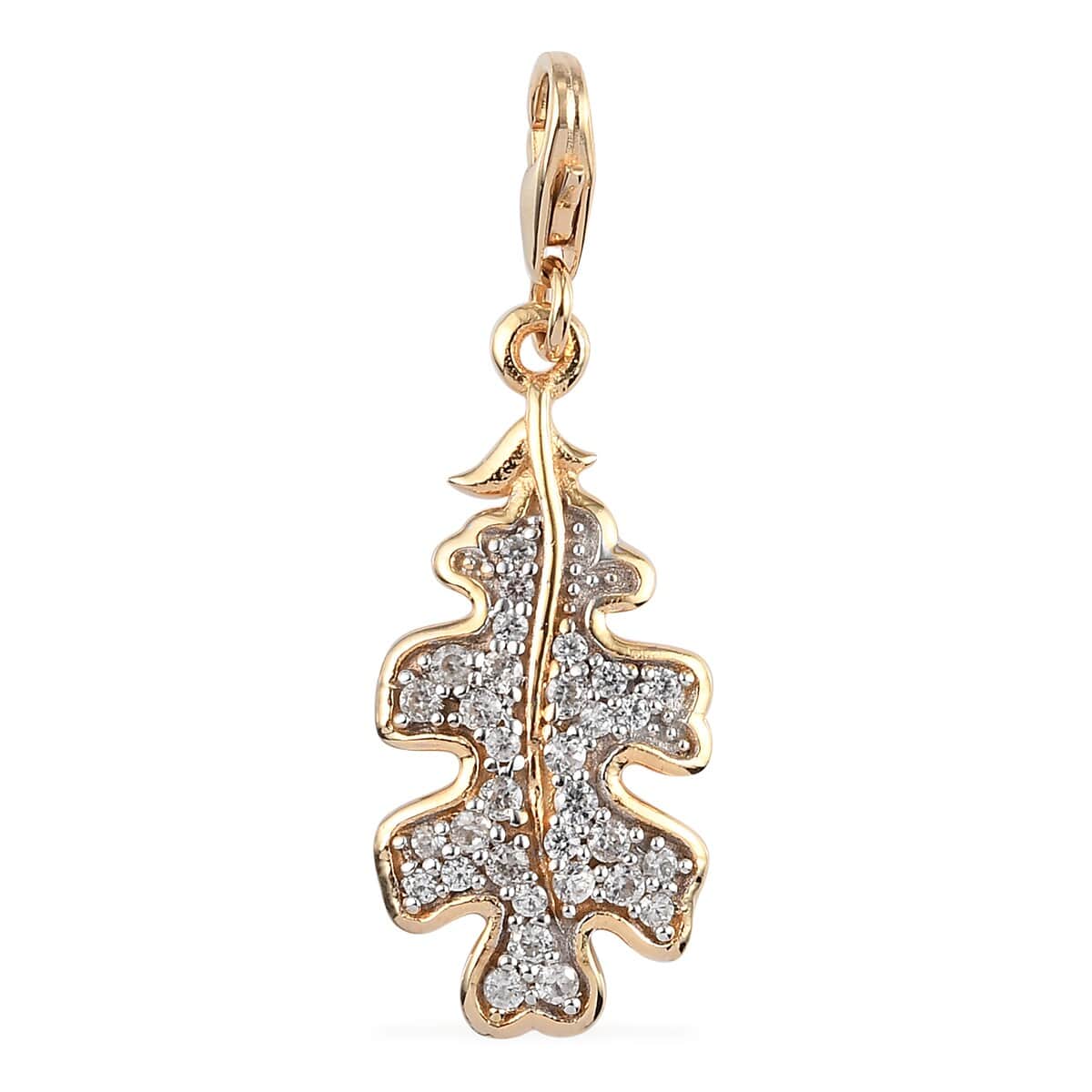 Zircon Leaf Charm in Vermeil Yellow Gold Over Sterling Silver 0.50 ctw image number 0