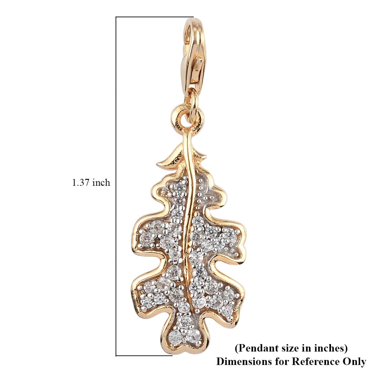 Zircon Leaf Charm in Vermeil Yellow Gold Over Sterling Silver 0.50 ctw image number 3