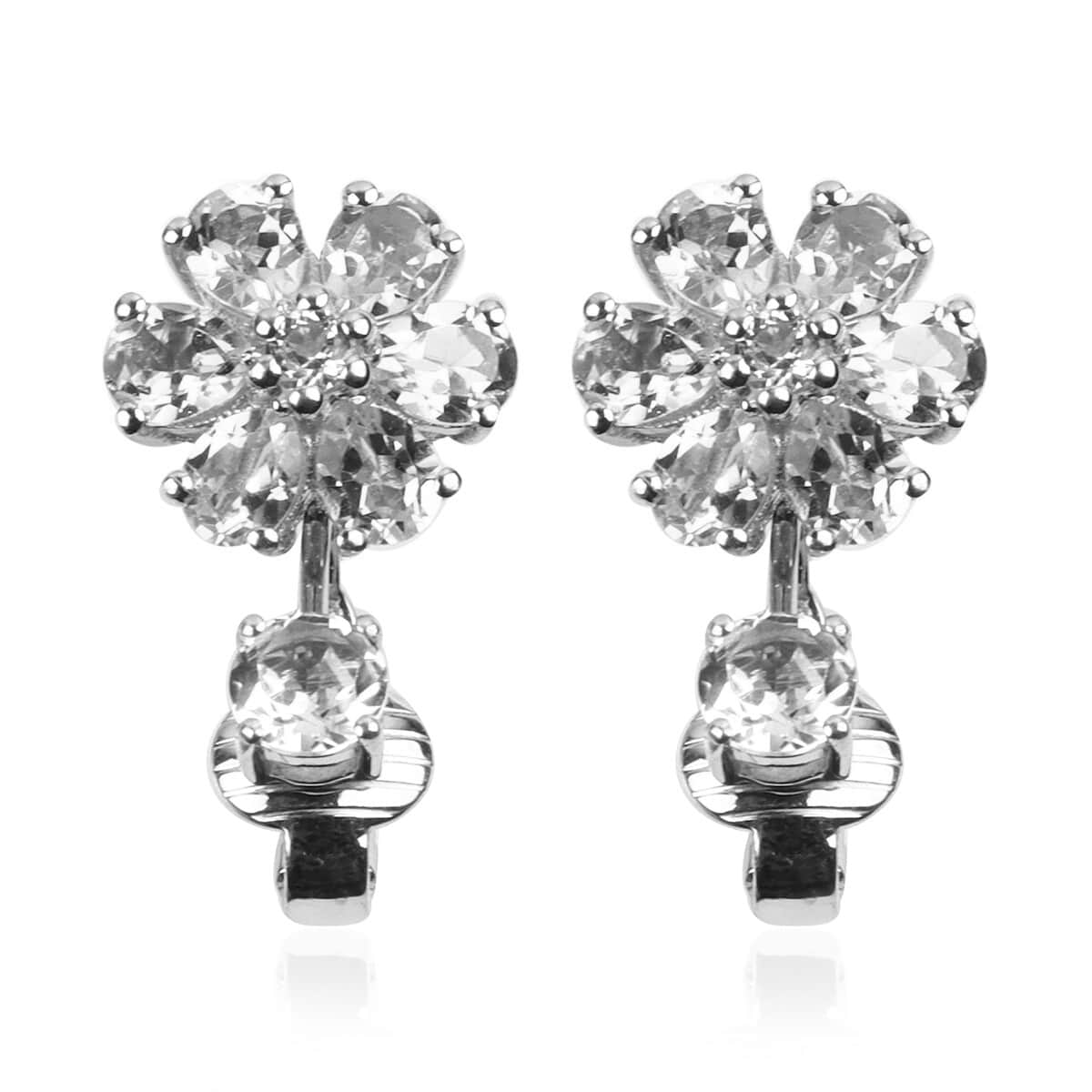 Swiss Blue Topaz and White Topaz Earrings in Platinum Over Sterling Silver 5.15 ctw image number 0