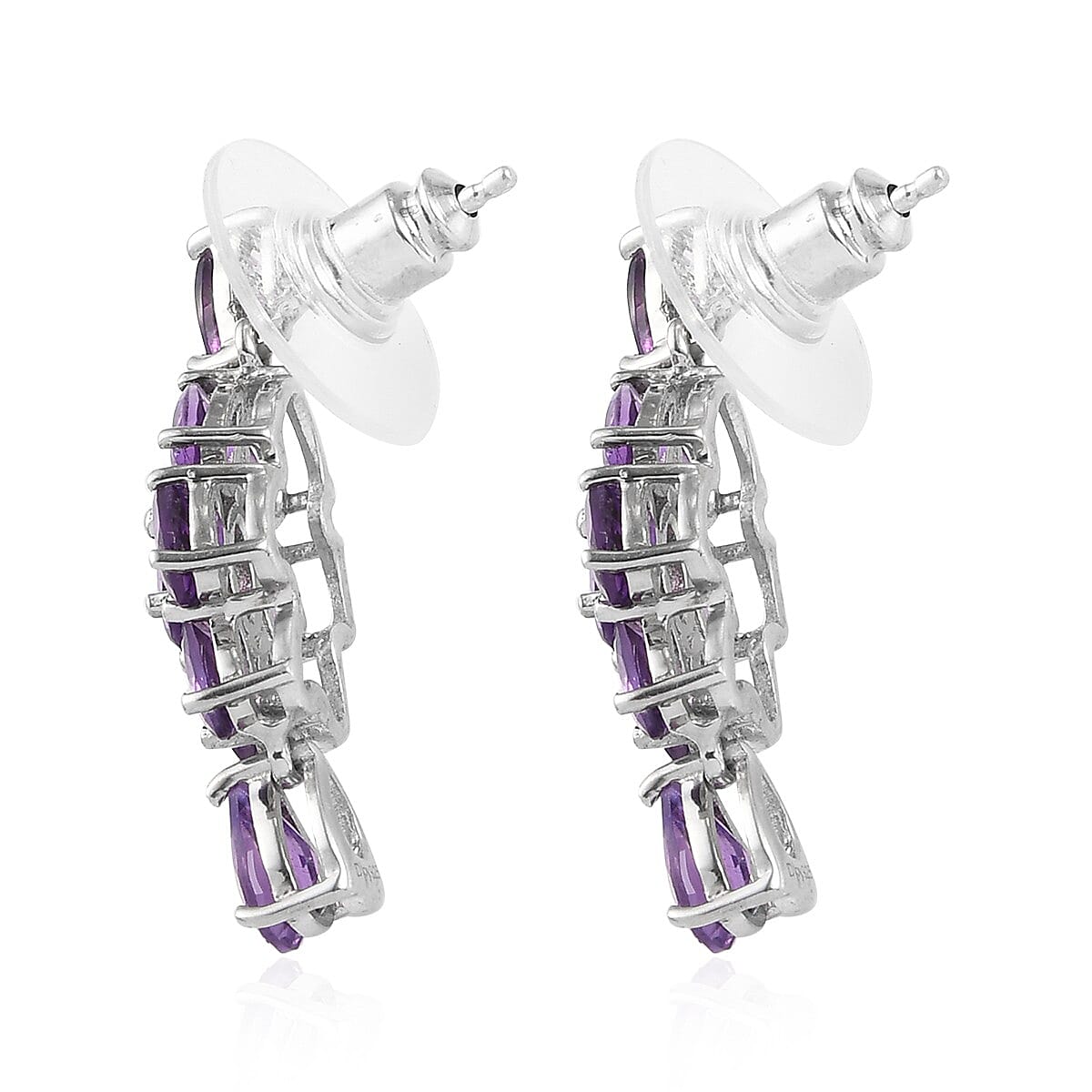 3.75 ctw Amethyst Earrings in Platinum Over Sterling Silver image number 3