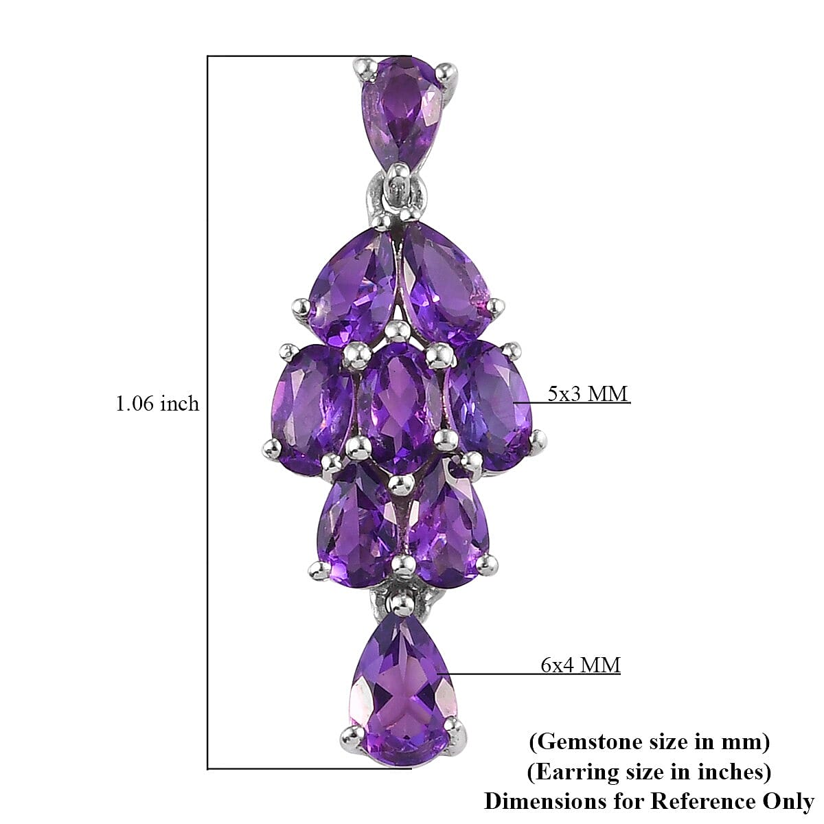 3.75 ctw Amethyst Earrings in Platinum Over Sterling Silver image number 4